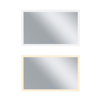 Abigail Rectangular 58x36in Matte White Integrated LED Mirror