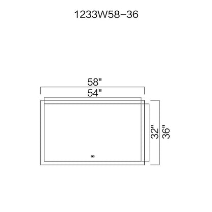 Abigail Rectangular 58x36in Matte White Integrated LED Mirror
