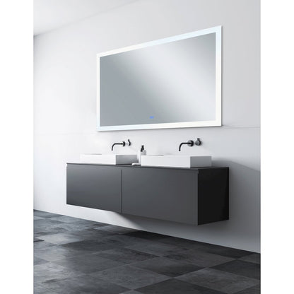 Abigail Rectangular 70x36in Matte White Integrated LED Mirror