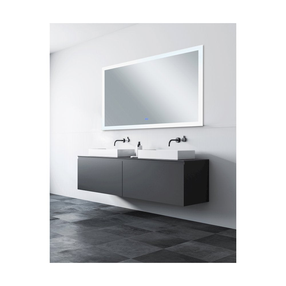 Abigail Rectangular 70x36in Matte White Integrated LED Mirror