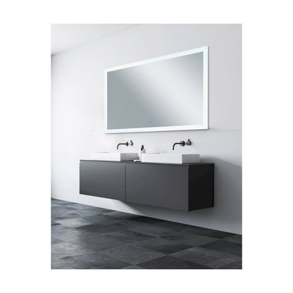 Abigail Rectangular 70x36in Matte White Integrated LED Mirror