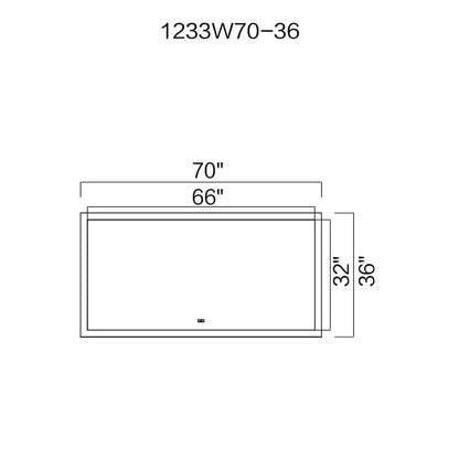 Abigail Rectangular 70x36in Matte White Integrated LED Mirror