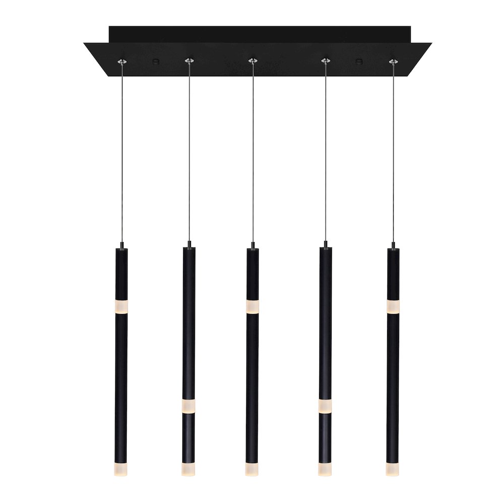 Flute 5 Light LED Chandelier With Black Finish
