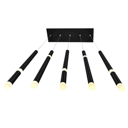 Flute 5 Light LED Chandelier With Black Finish