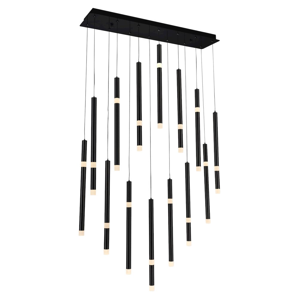 Flute Integrated LED 32in Black Chandelier