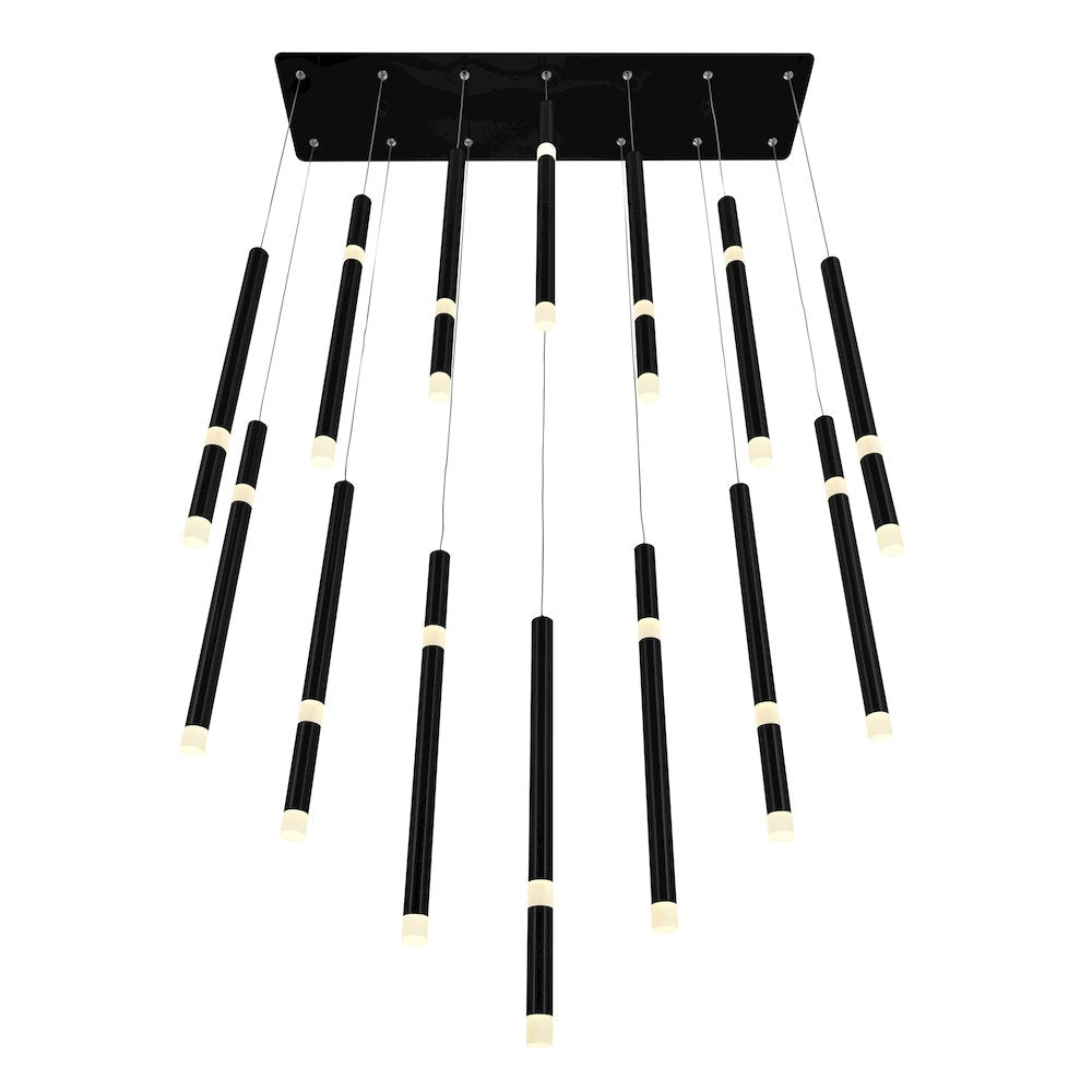 Flute Integrated LED 32in Black Chandelier