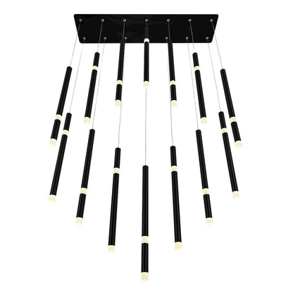 Flute Integrated LED 32in Black Chandelier
