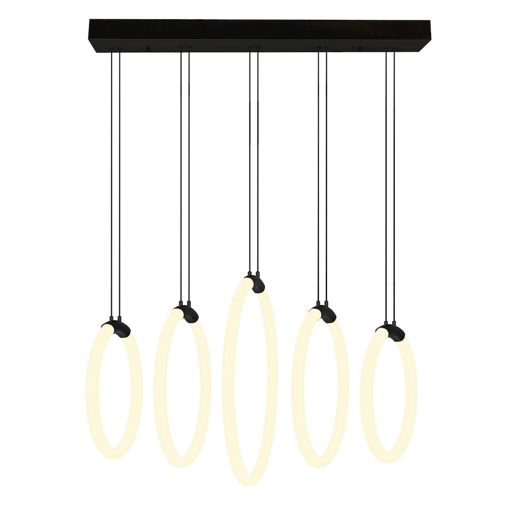 Hoops Integrated LED 23in 5 Ring Black Chandelier