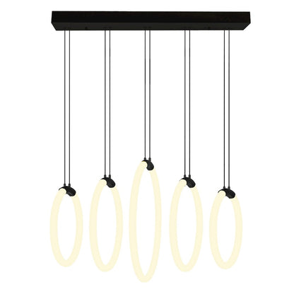 Hoops Integrated LED 23in 5 Ring Black Chandelier