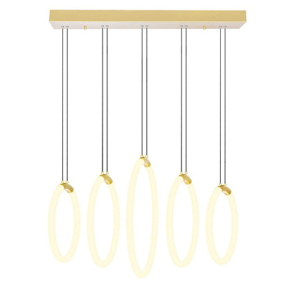 Hoops Integrated LED 23in 5 Ring Satin Gold Chandelier
