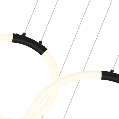 Hoops Integrated LED 35in 6 Ring Black Chandelier