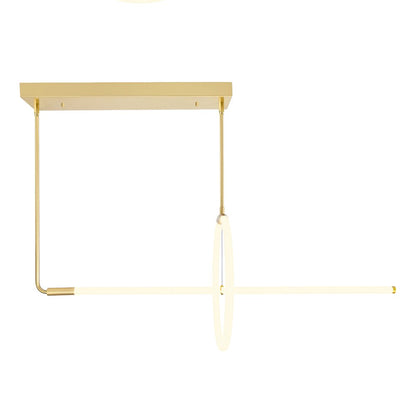 Hoops Integrated LED Geometric Satin Gold Chandelier