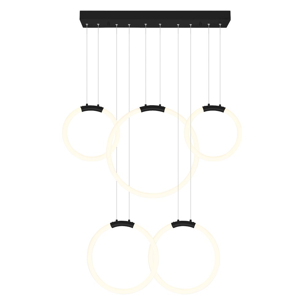 Hoops Integrated LED 44in 5 Ring Black Chandelier