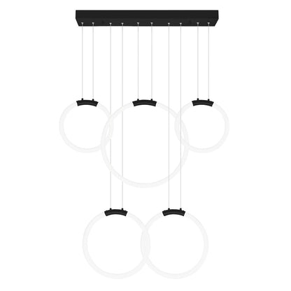 Hoops Integrated LED 44in 5 Ring Black Chandelier
