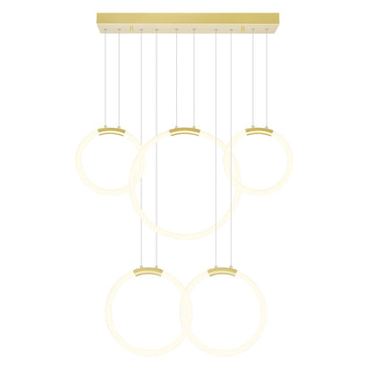 Hoops Integrated LED 44in 5 Ring Satin Gold Chandelier