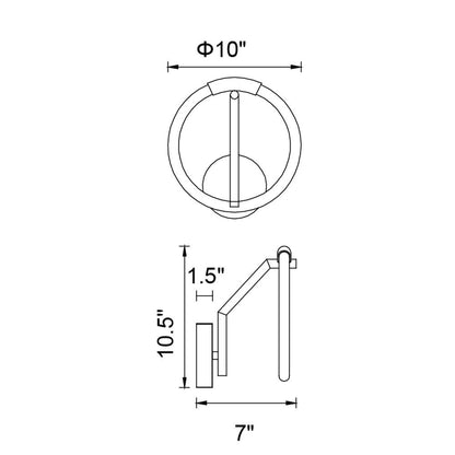 Hoops Integrated LED 10in Satin Gold Wall Sconce