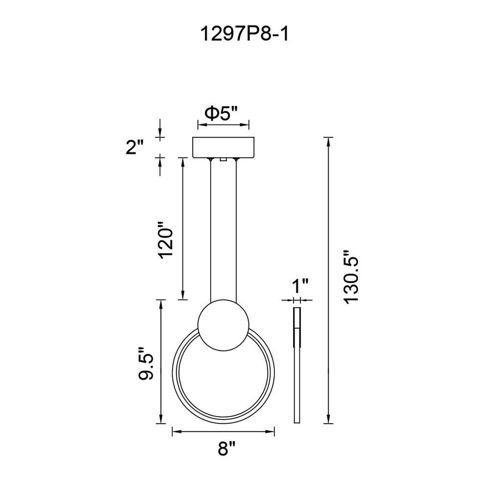 Pulley Integrated LED 8in Black Mini Pendant