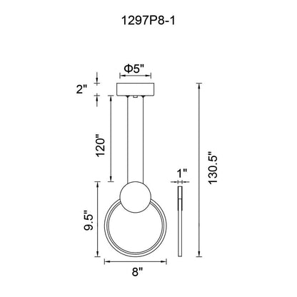 Pulley Integrated LED 8in Black Mini Pendant
