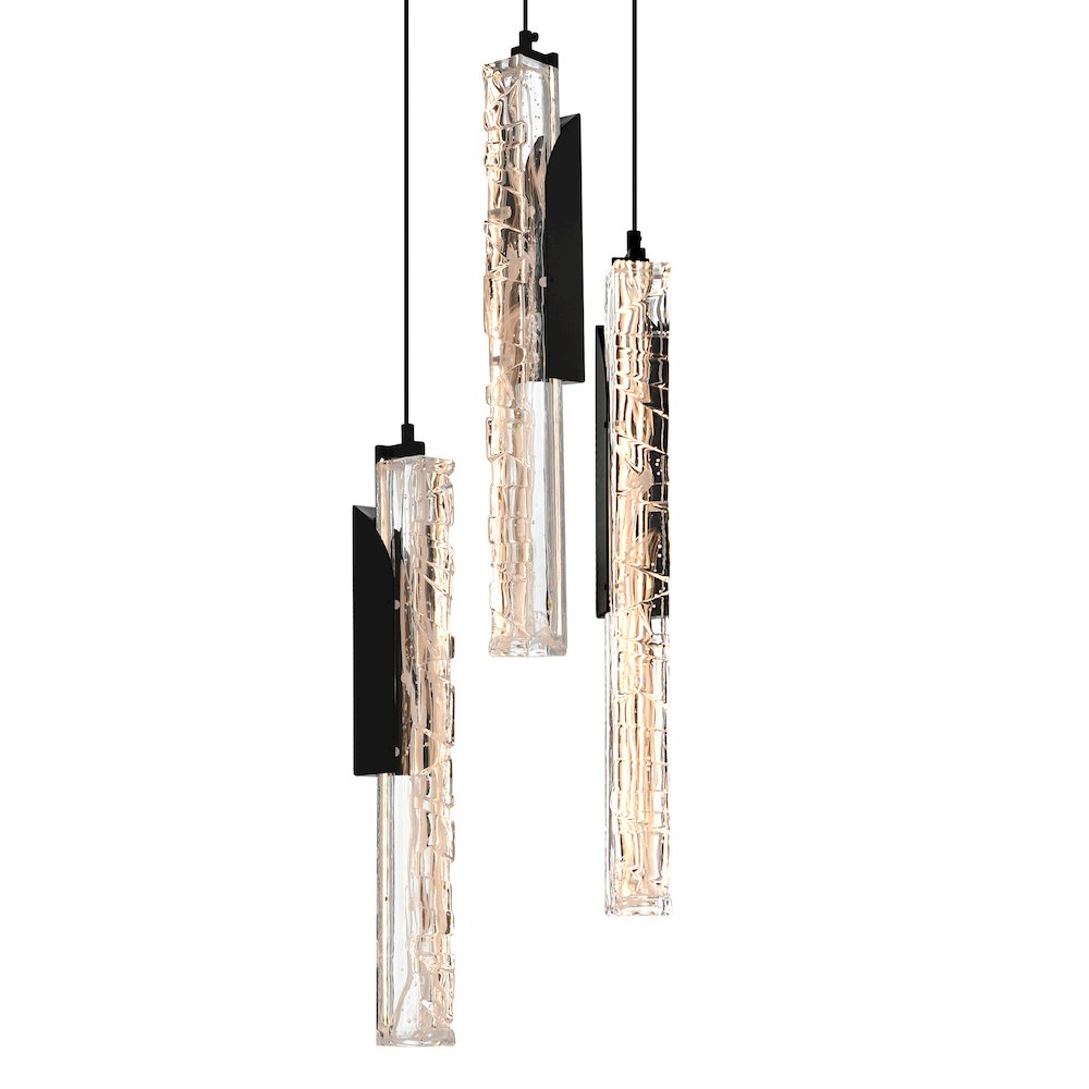 Valira Integrated LED 8in Black Mini Pendant with Handcrafted Glass