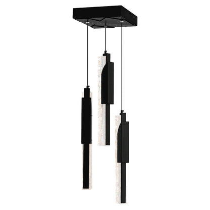 Valira Integrated LED 8in Black Mini Pendant with Handcrafted Glass