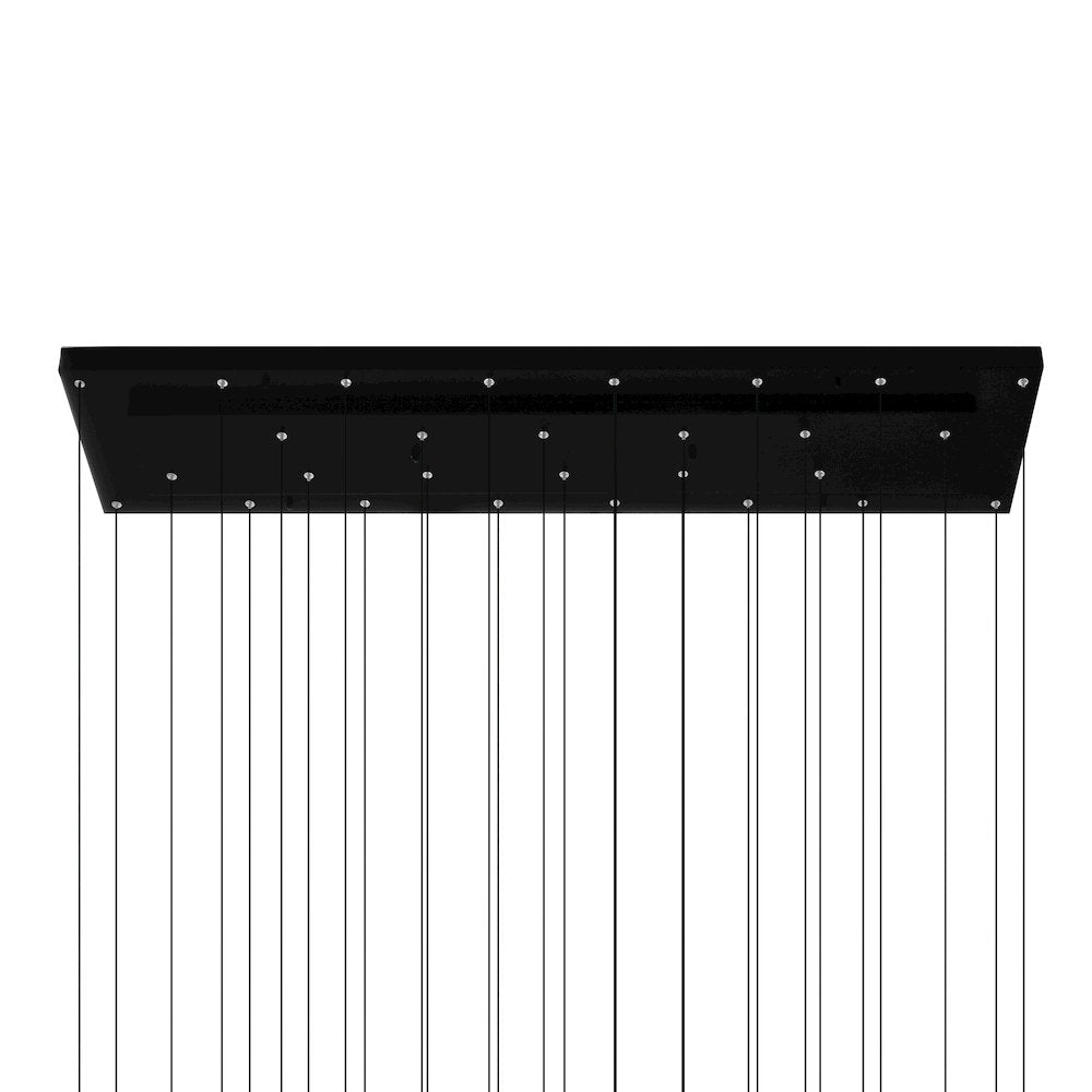 Stagger Integrated LED 60in Black Chandelier with Handcrafted Glass