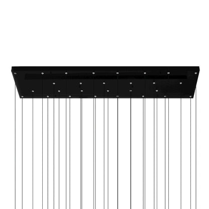 Stagger Integrated LED 60in Black Chandelier with Handcrafted Glass