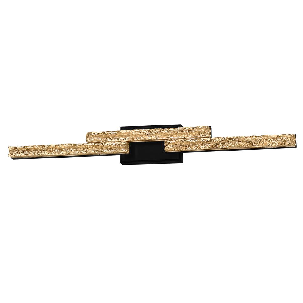 Stagger Integrated LED 36in Black Vanity Light with Handcrafted Glass