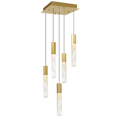 Greta Integrated LED 12in Brass Mini Pendant with Handcrafted Glass
