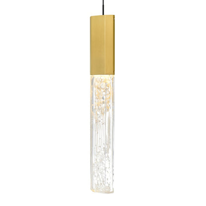 Greta Integrated LED 12in Brass Mini Pendant with Handcrafted Glass