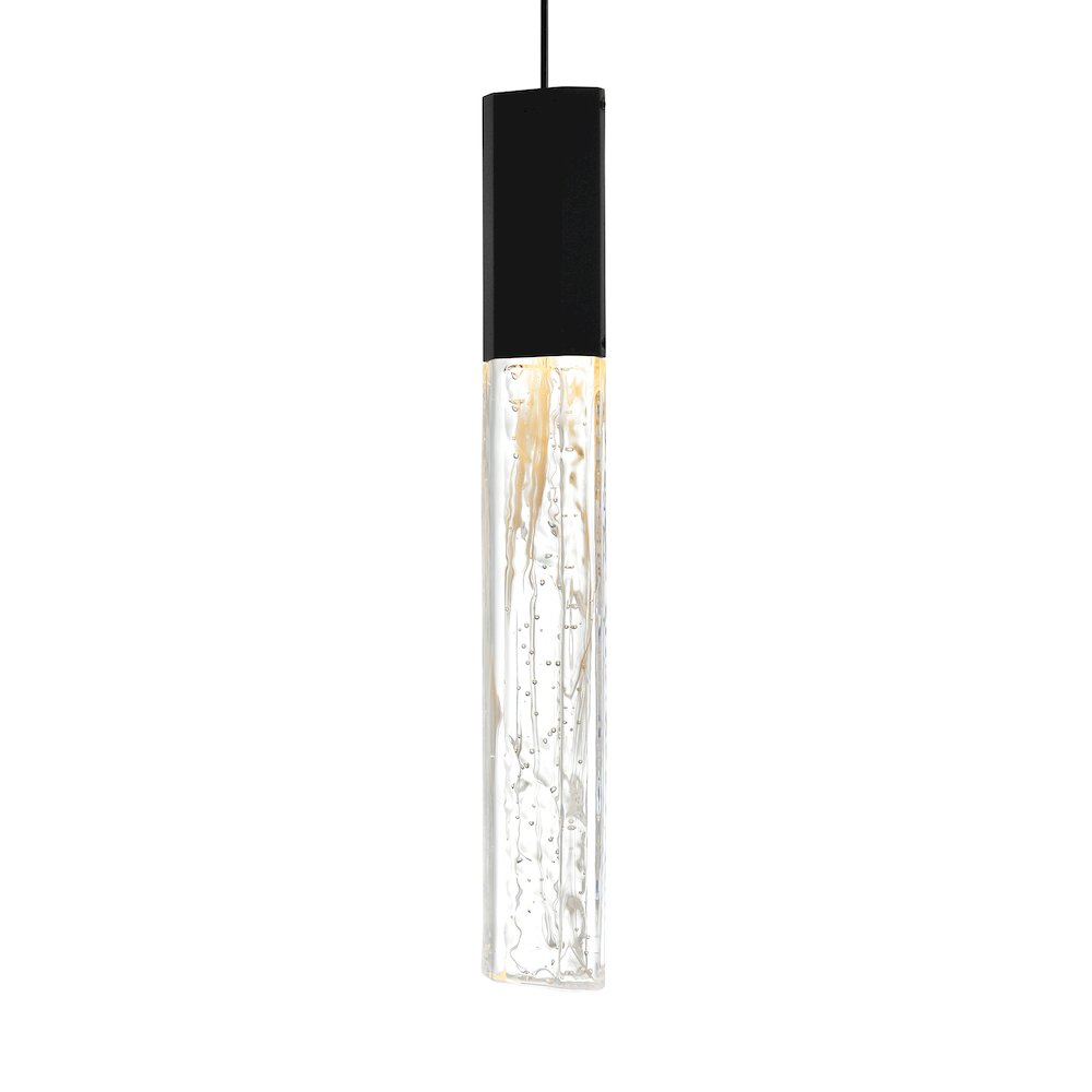 Greta Integrated LED 5in Black Mini Pendant with Handcrafted Glass