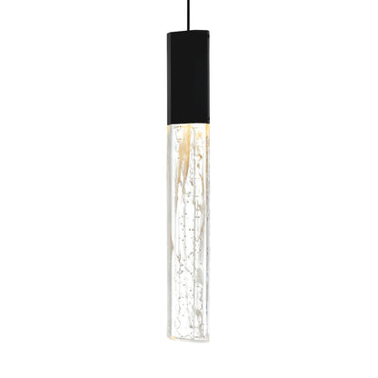 Greta Integrated LED 5in Black Mini Pendant with Handcrafted Glass