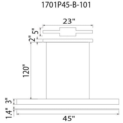 Pienza Integrated LED 45in Black Chandelier