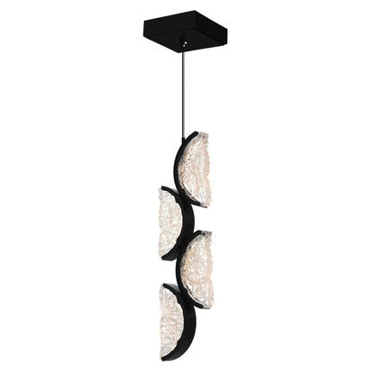Moon Integrated LED 8in Black Mini Pendant with Handcrafted Glass