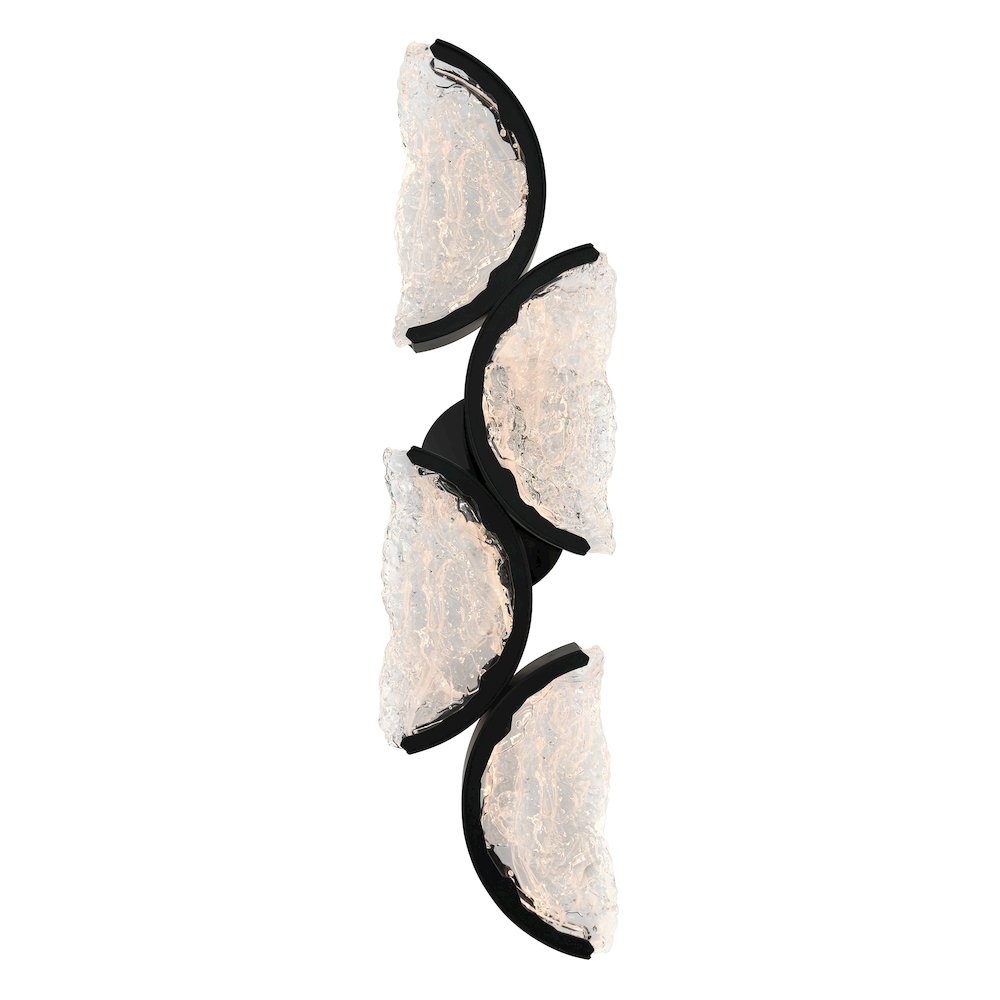 Moon Integrated LED 8in Black Wall Light with Handcrafted Glass