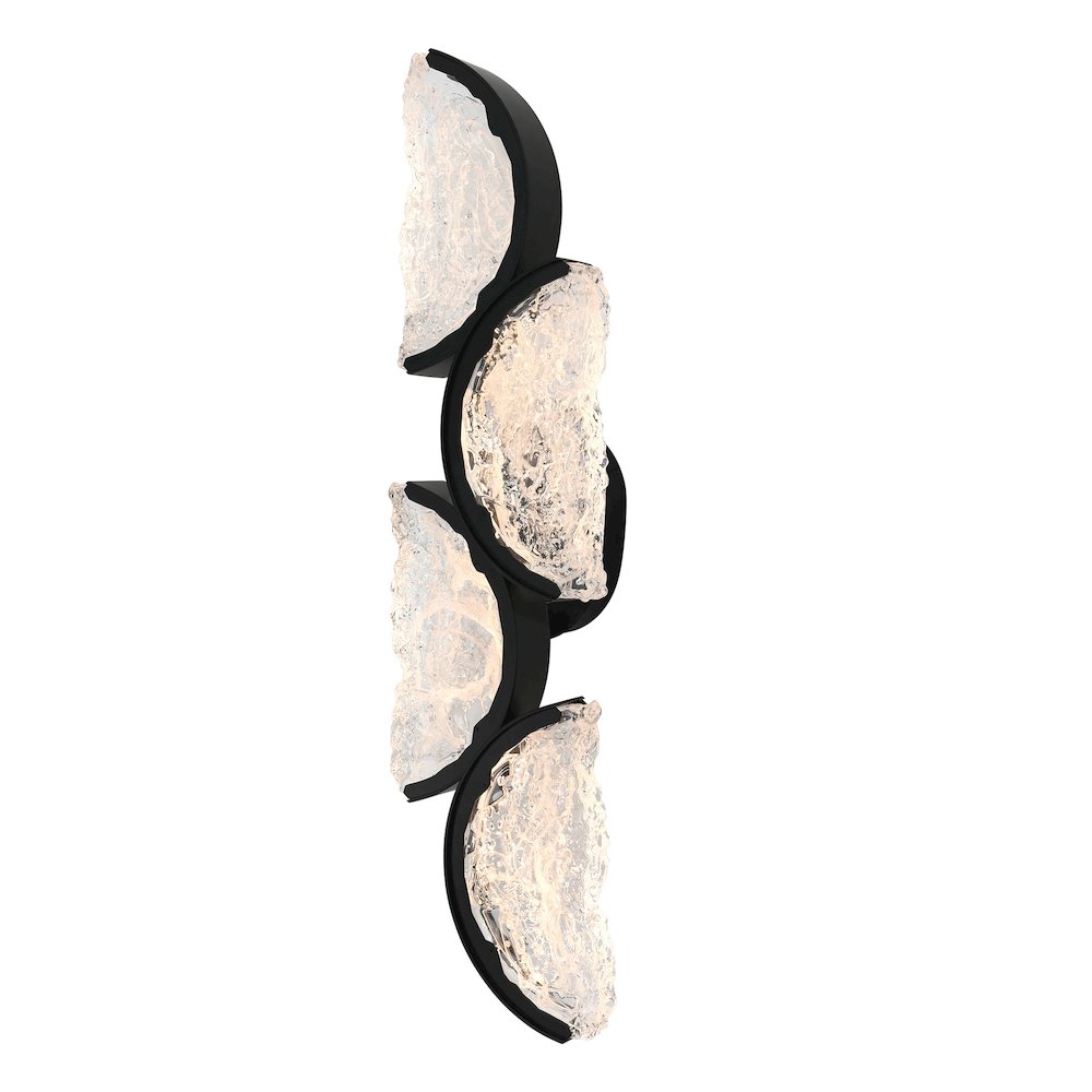 Moon Integrated LED 8in Black Wall Light with Handcrafted Glass