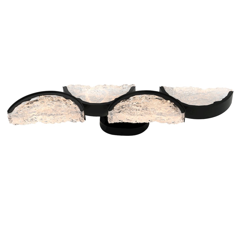 Moon Integrated LED 8in Black Wall Light with Handcrafted Glass