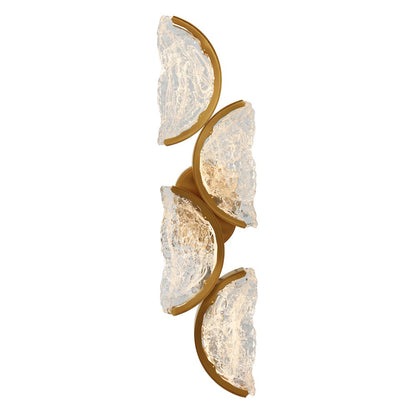 Moon Integrated LED 8in Brass Wall Light with Handcrafted Glass