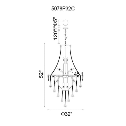 Vast 17 Light Down Chandelier With Chrome Finish