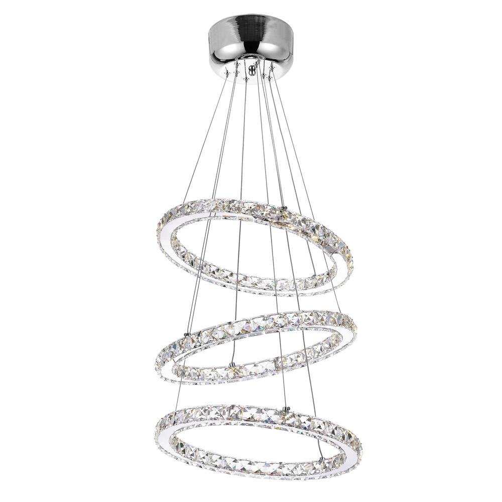 Ring Integrated LED 3-Ring 16in Chrome Chandelier