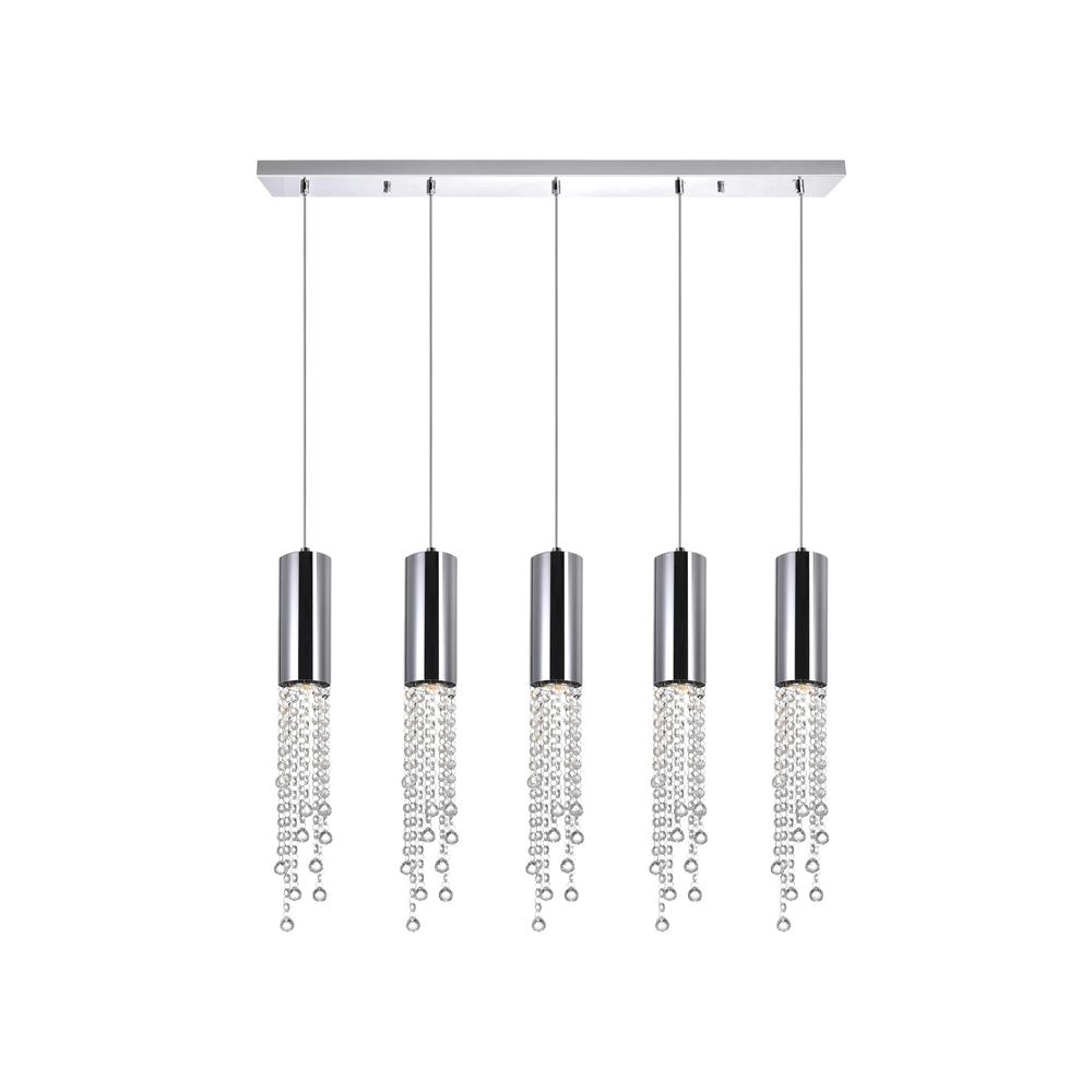 Extended 5 Light 40in Chrome Multi Light Pendant