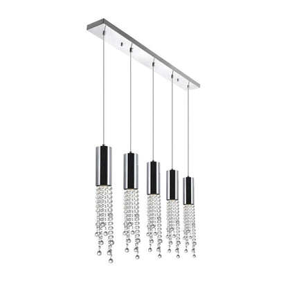 Extended 5 Light 40in Chrome Multi Light Pendant