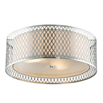 Mikayla 3 Light 17in Satin Nickel Drum Shade Flush Mount