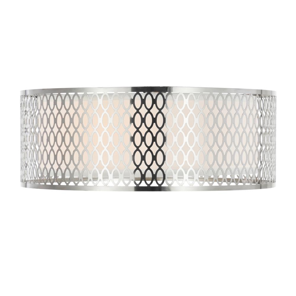 Mikayla 3 Light 17in Satin Nickel Drum Shade Flush Mount