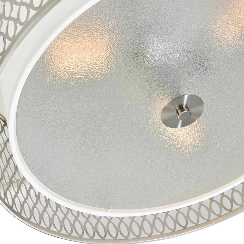Mikayla 3 Light 17in Satin Nickel Drum Shade Flush Mount