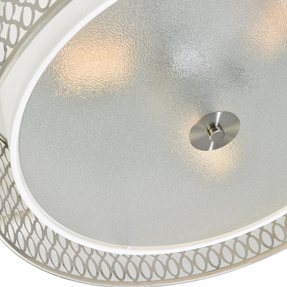 Mikayla 3 Light 17in Satin Nickel Drum Shade Flush Mount