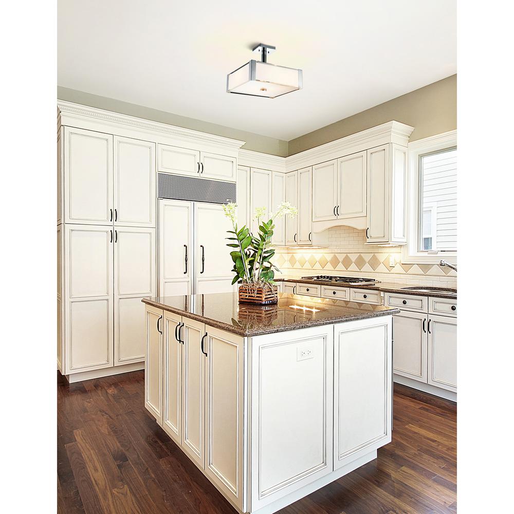 Lucie 3 Light 14in Chrome Square Drum Shade Flush Mount