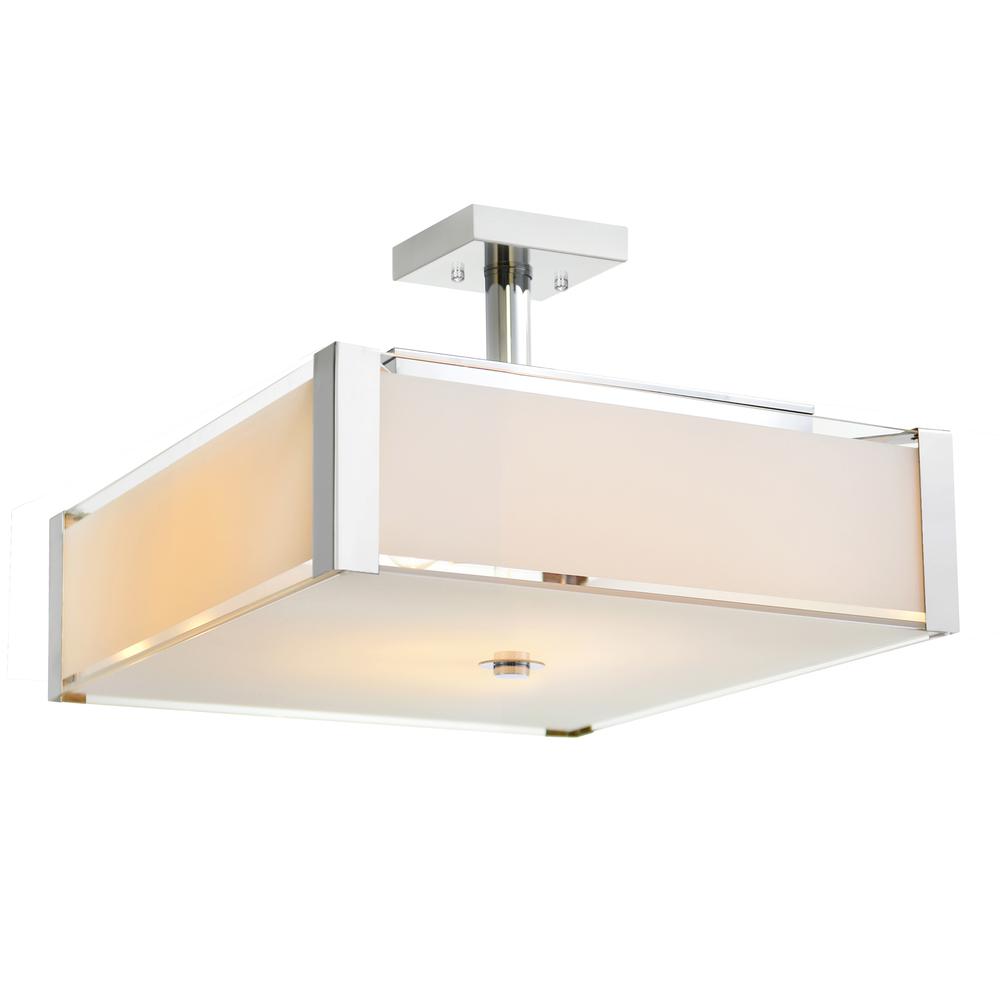 Lucie 4 Light 17in Chrome Square Drum Shade Flush Mount