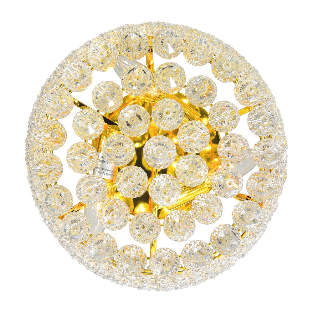 Empire 3 Light 12in Gold Flush Mount with Crystals