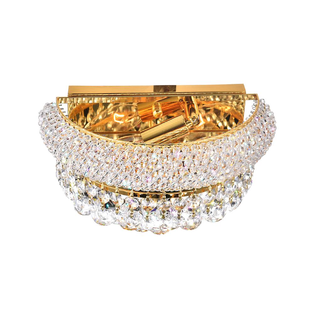 Empire 2 Light 12in Gold Wall Sconce with Crystals