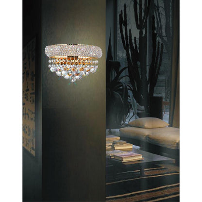 Empire 2 Light 12in Gold Wall Sconce with Crystals